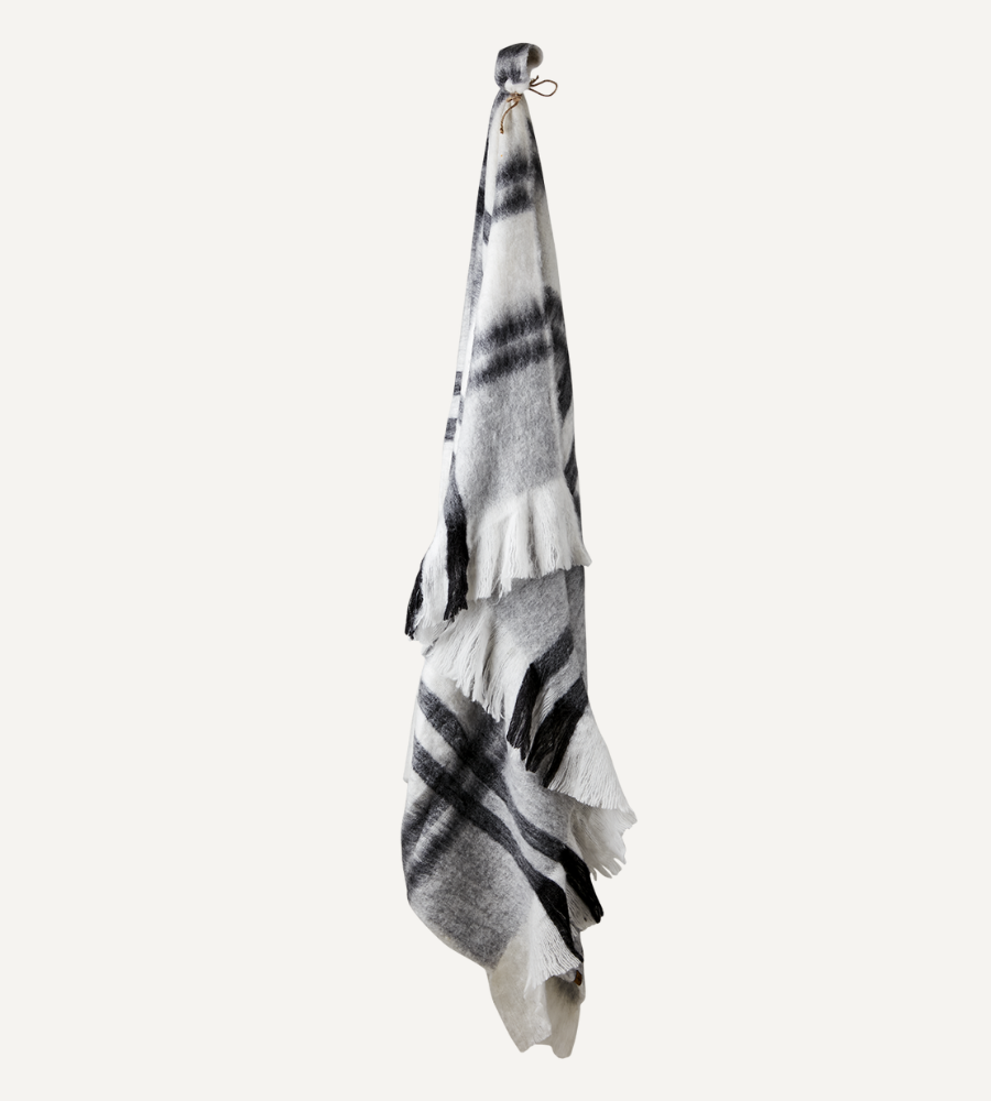 FRASSE Filt, Svart/grå/vit 160x130