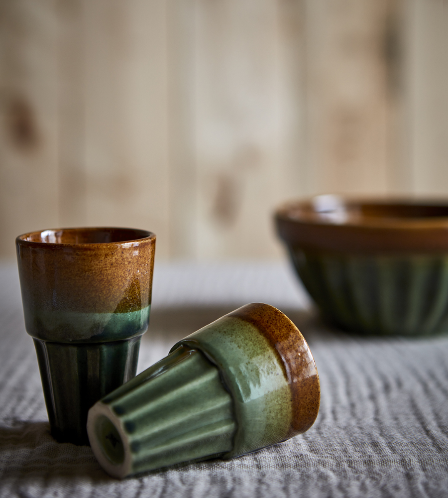 COSTA Kopp M, Grön/brun Ø6xH9 cm - 12-PACK