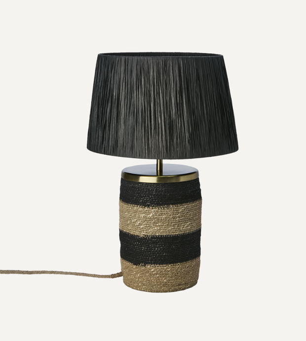 LANDO Bordslampa, Svart/natur