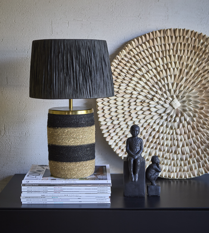 LANDO Bordslampa, Svart/natur