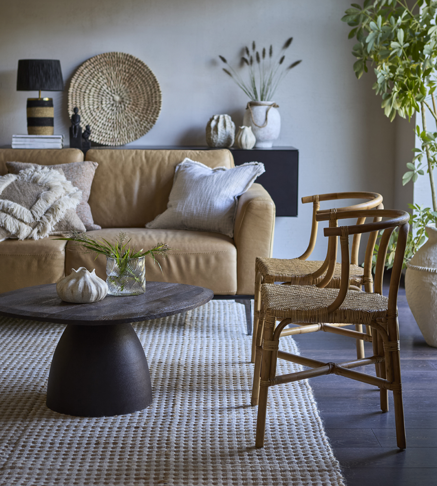 LANDO Bordslampa, Svart/natur