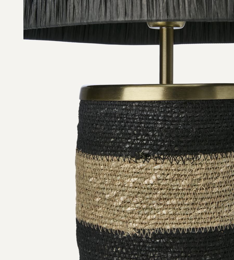 LANDO Bordslampa, Svart/natur