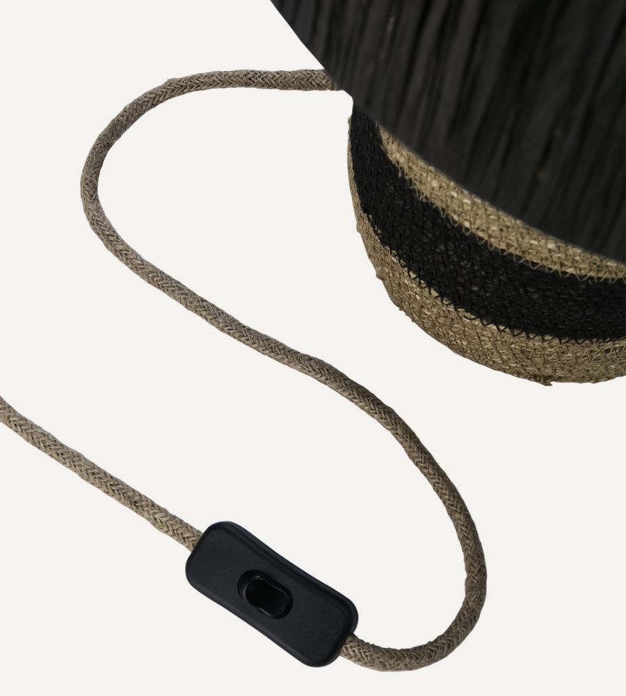 LANDO Bordslampa, Svart/natur