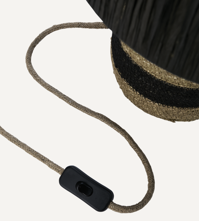 LANDO Bordslampa, Svart/natur