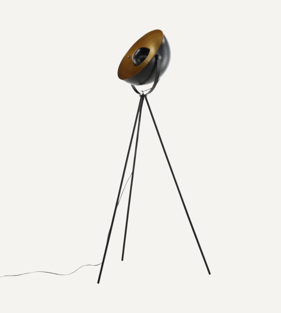 NOIRIA Golvlampa – Svart med Gulddetaljer 159 cm