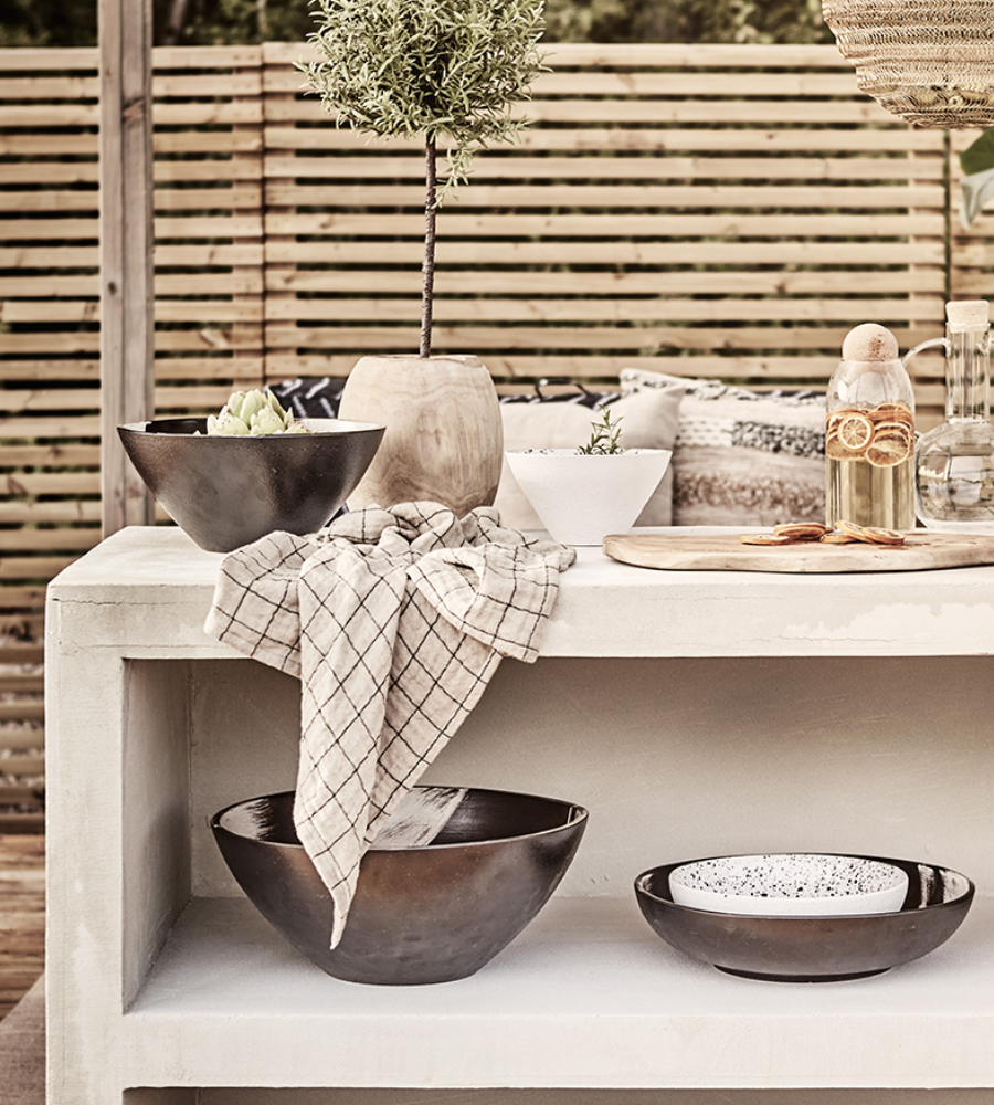 ELSA Kökshandduk i bomull, Beige/svart