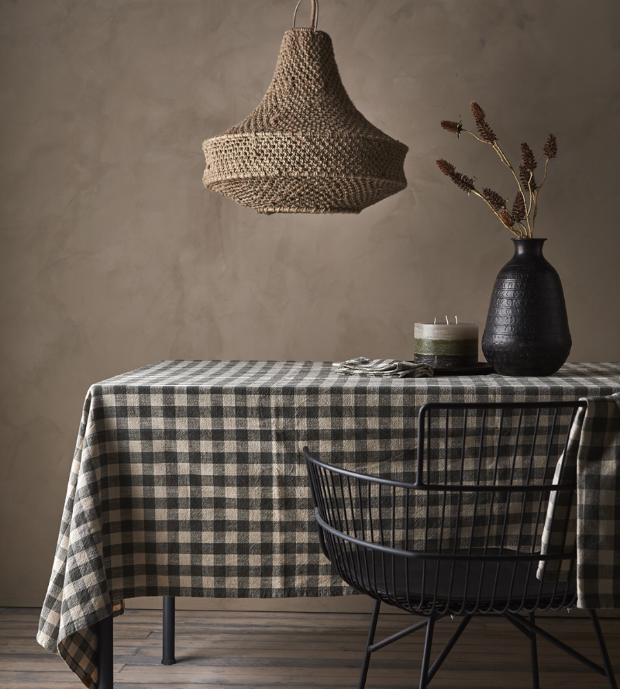 INGRID Bordsduk, Grön/elfenben 250x140