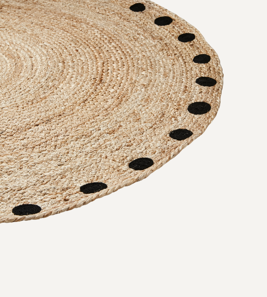 JUNI Matta S, Natur/svart Ø100 cm