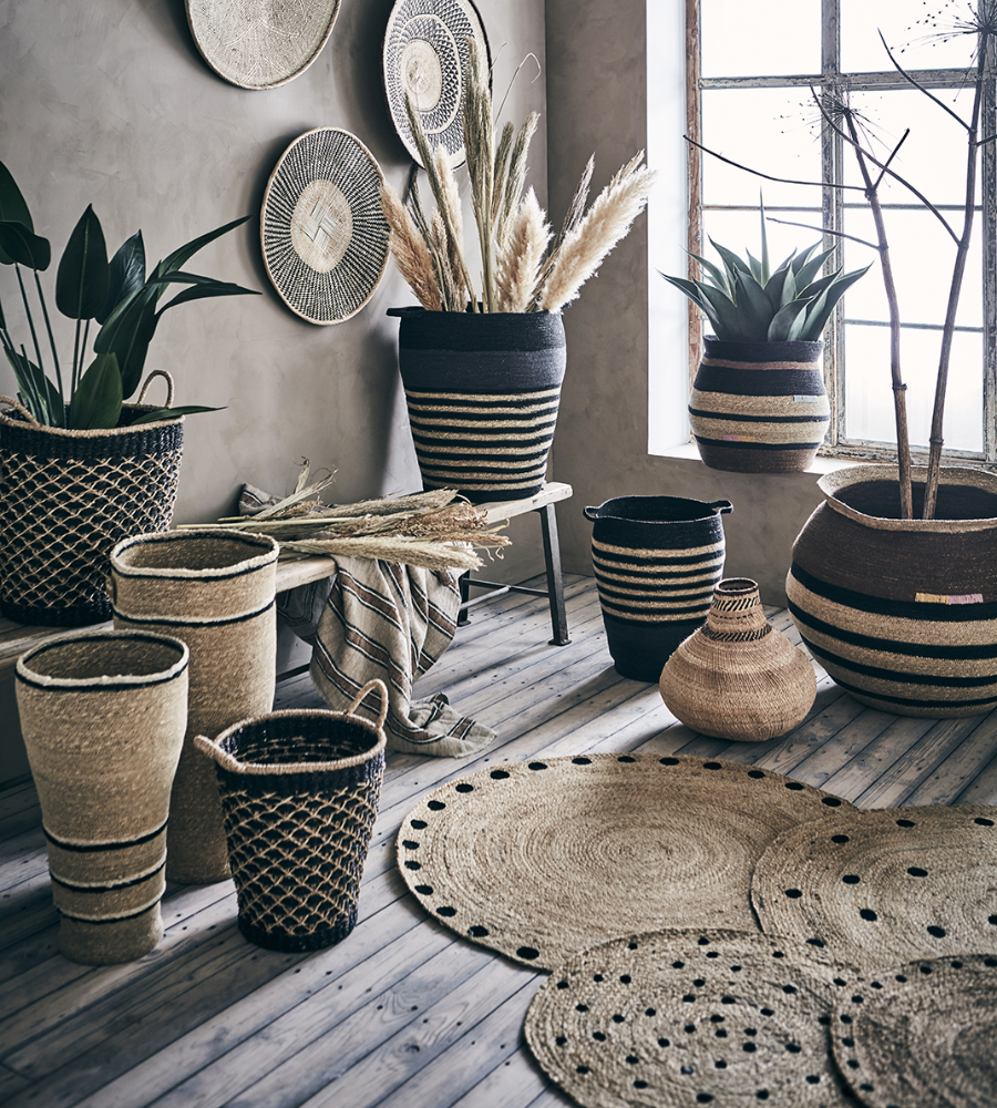 JUNI Matta S, Natur/svart Ø100 cm