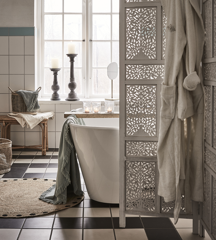 JUNI Matta S, Natur/svart Ø100 cm