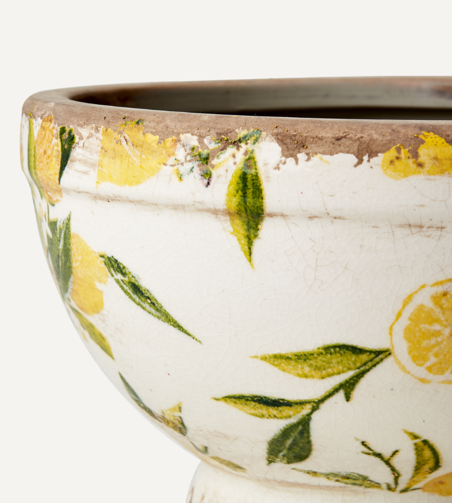 LEMONA Kruka S, Vit/grön/gul