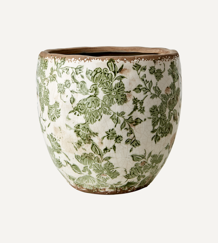 VICTORIA Kruka L, Vit/grön