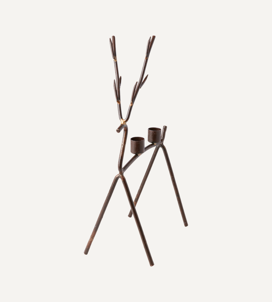 OH DEER Ljusstake L, Rost/mässingsfärgad