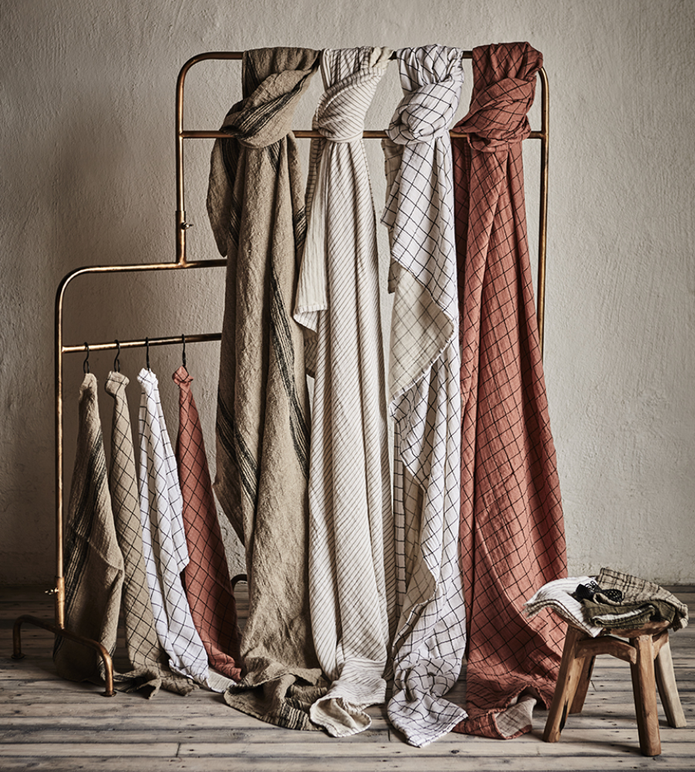 ELSA Kökshandduk i bomull, Beige/svart