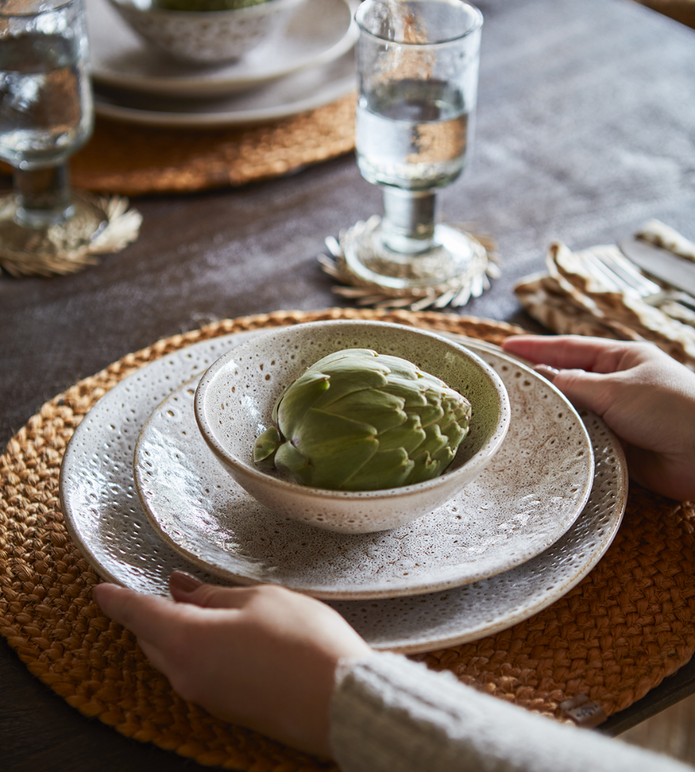 ANNABELLE Tallrik Ø28, Beige 4-PACK