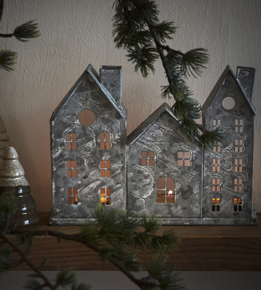 FENIX Ljuslykta hus, Grå/vit