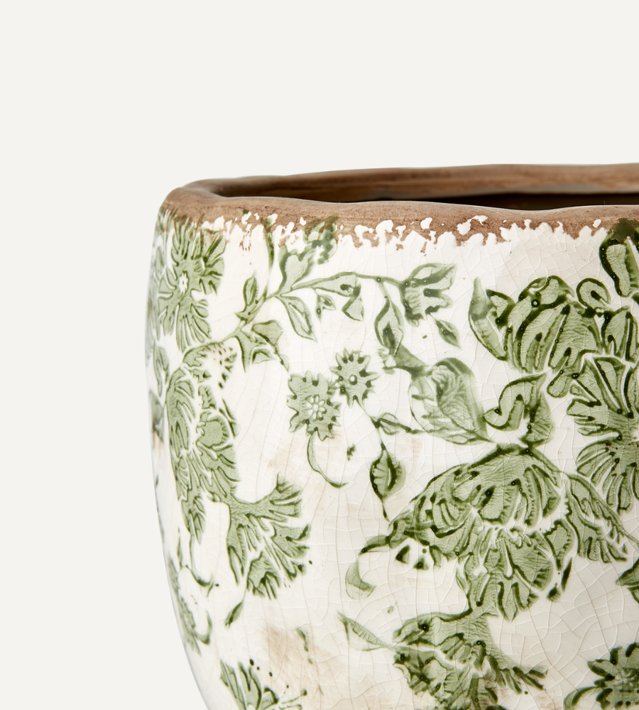 VICTORIA Kruka L, Vit/grön