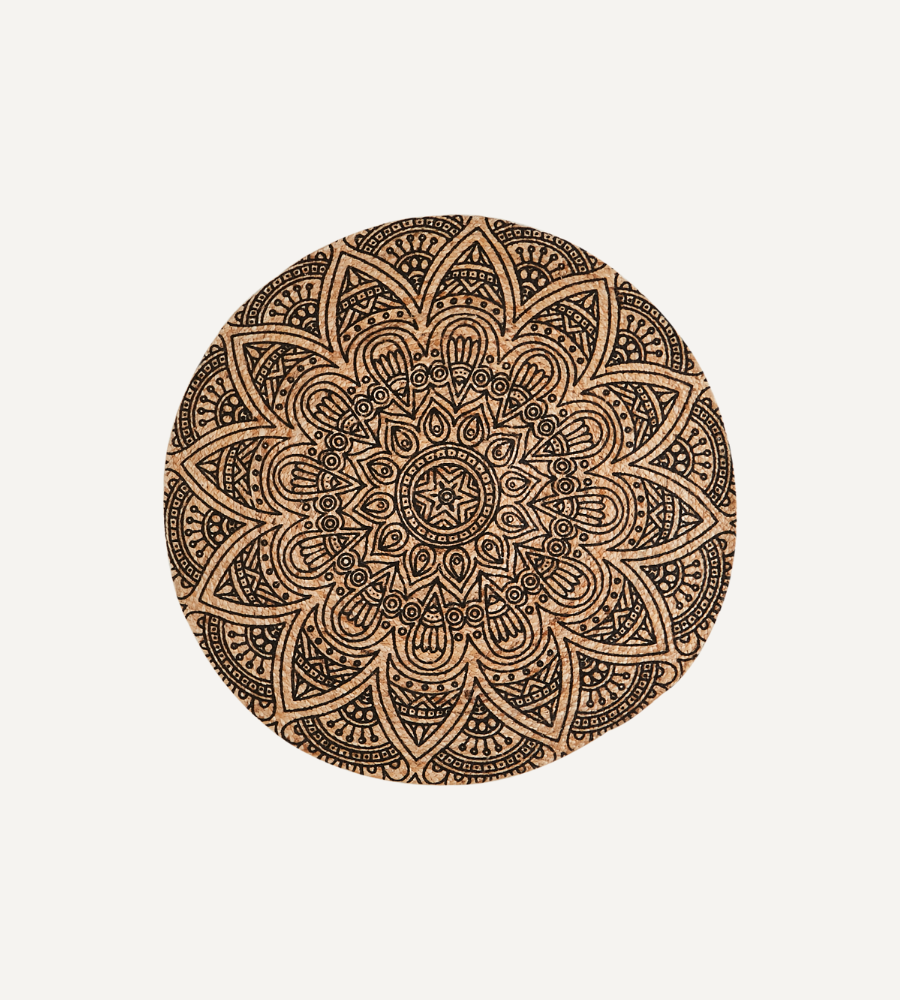 JUNI Matta S, Svart/natur Ø90 cm