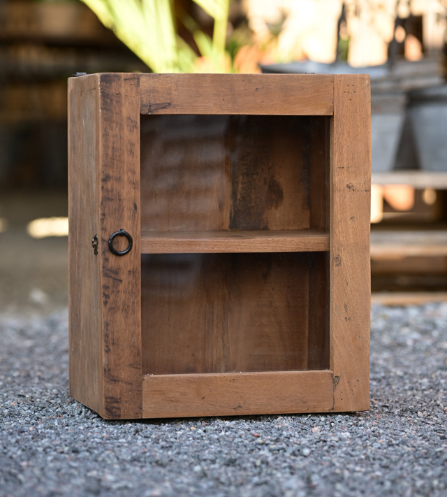 Väggvitrin / väggskåp återvunnet trä, H45 cm