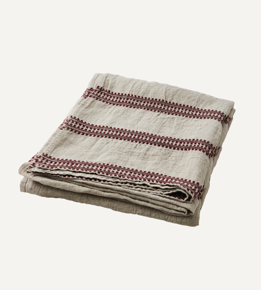 NOEL Bordsduk, Röd/lingrå 350x140