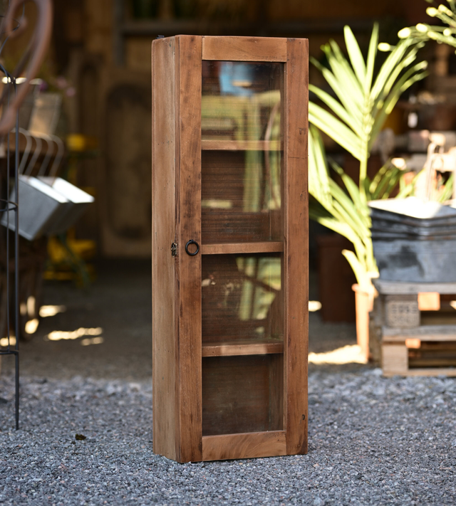 Väggvitrin / väggskåp återvunnet trä, H90 cm