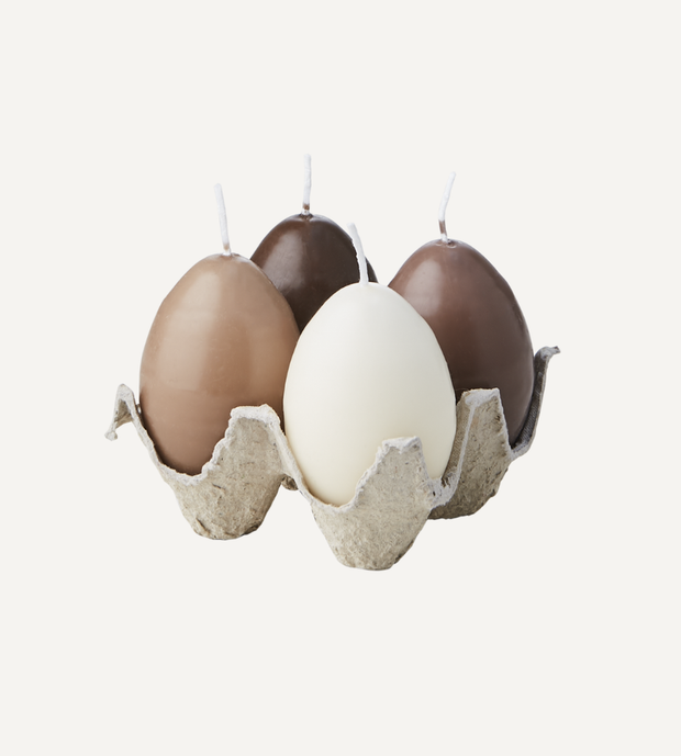 EGG CANDLES Hönsägg, 4-pack, Brun/beige/elfenben