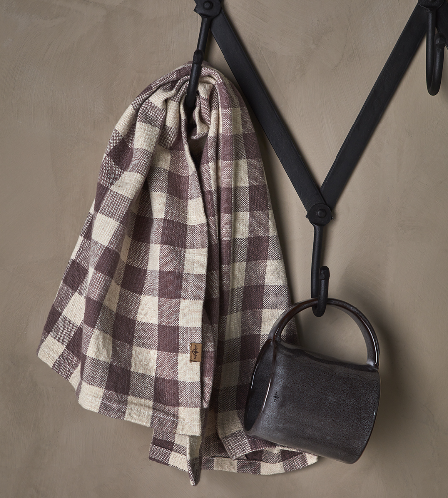 INGRID Kökshandduk i bomull, Lila/elfenben