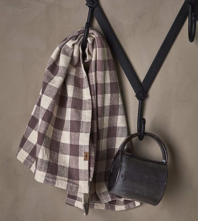 INGRID Kökshandduk i bomull, Lila/elfenben