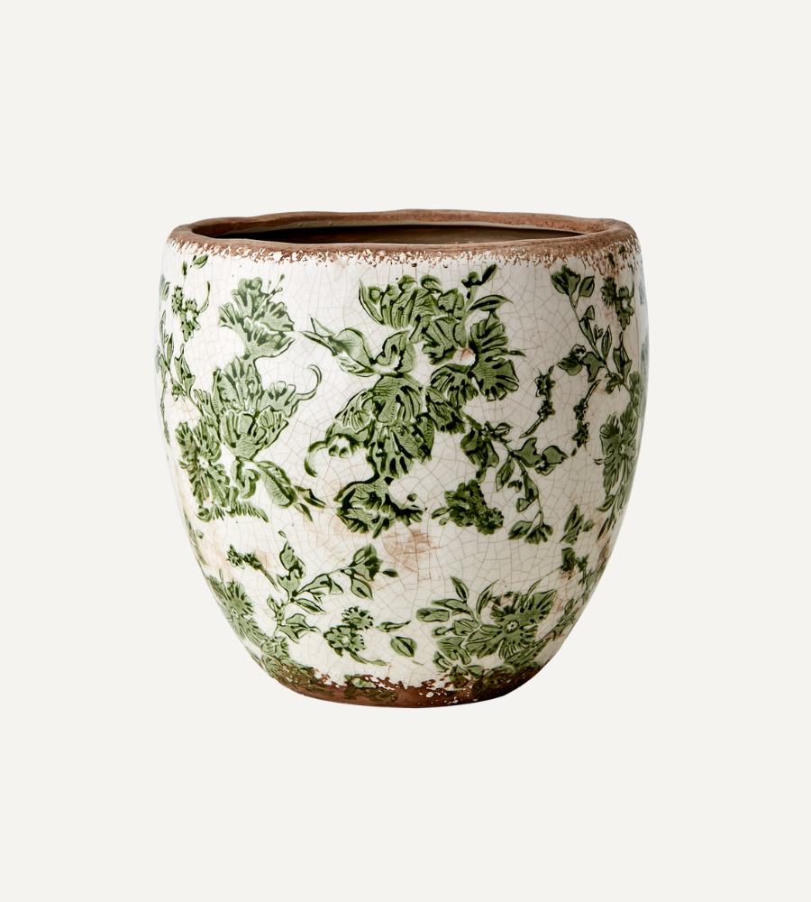 VICTORIA Kruka M, Vit/grön