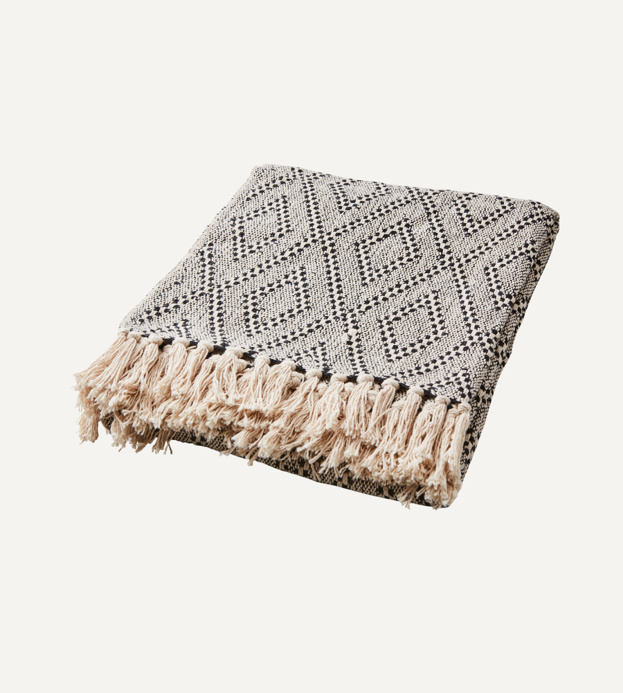 ANNA Filt, Beige/svart 175x125