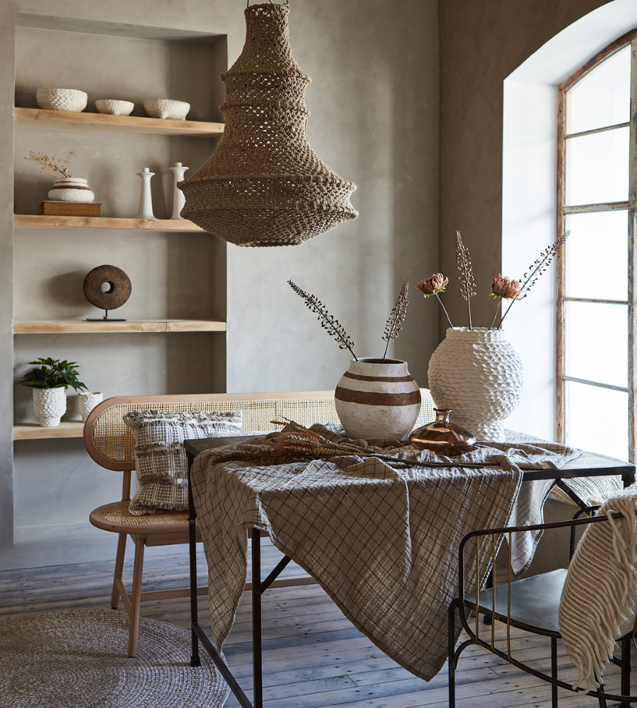 ELSA Bordsduk, Beige/svart  220x140