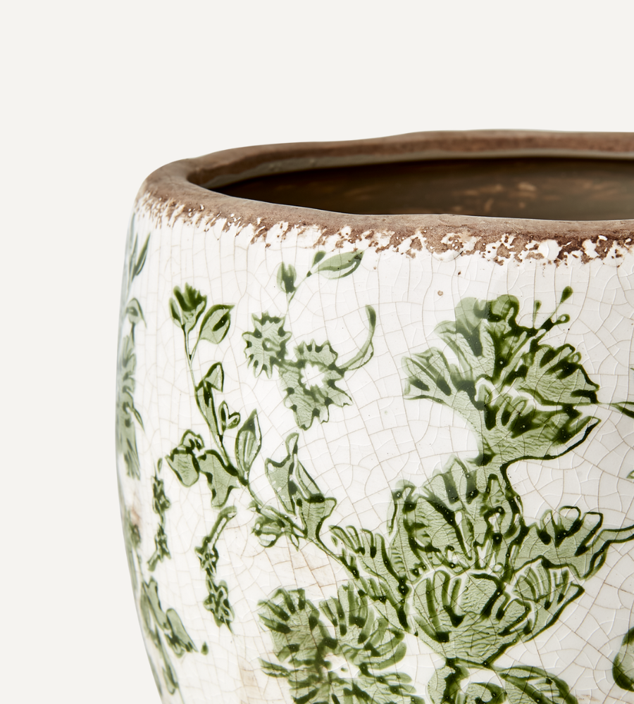 VICTORIA Kruka M, Vit/grön