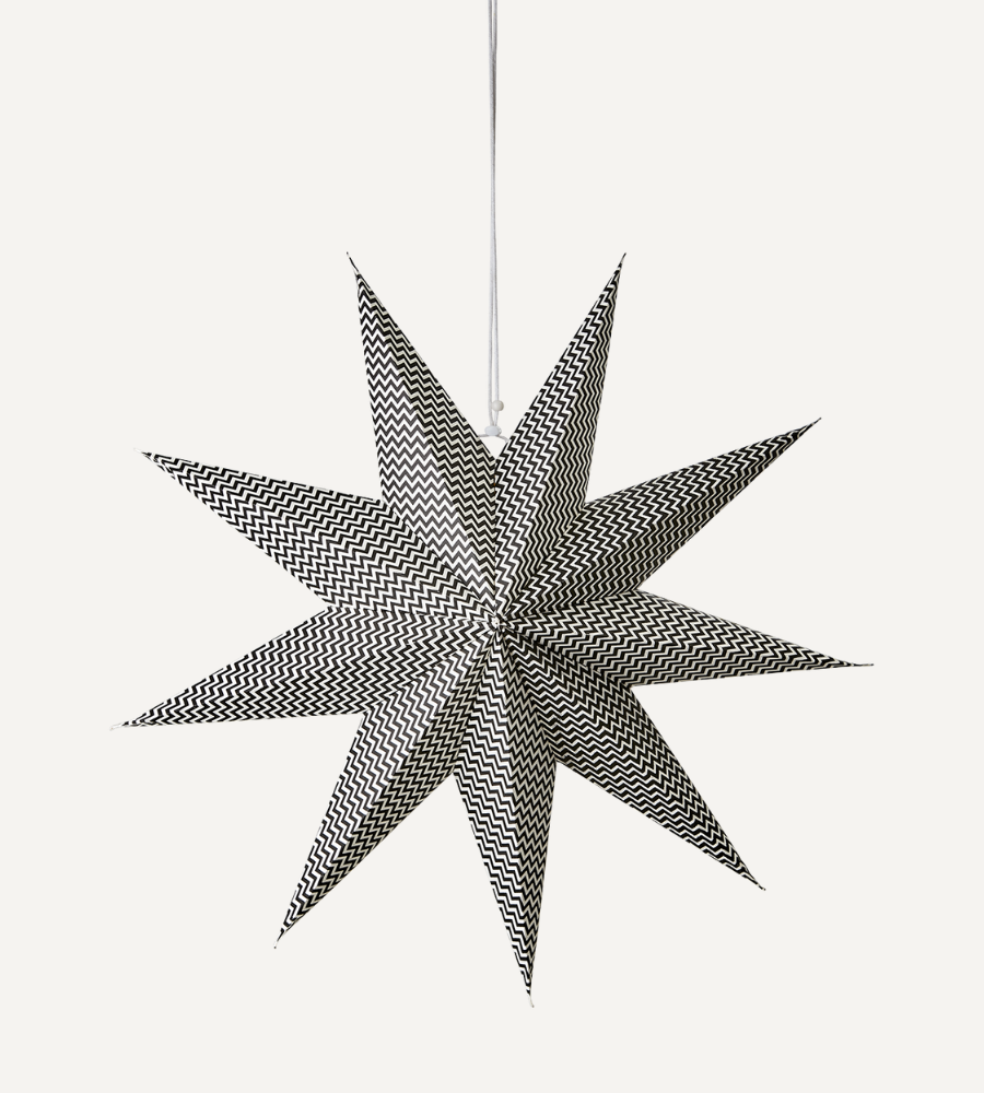 UNI Julstjärna L, Svart/vit Ø60 cm