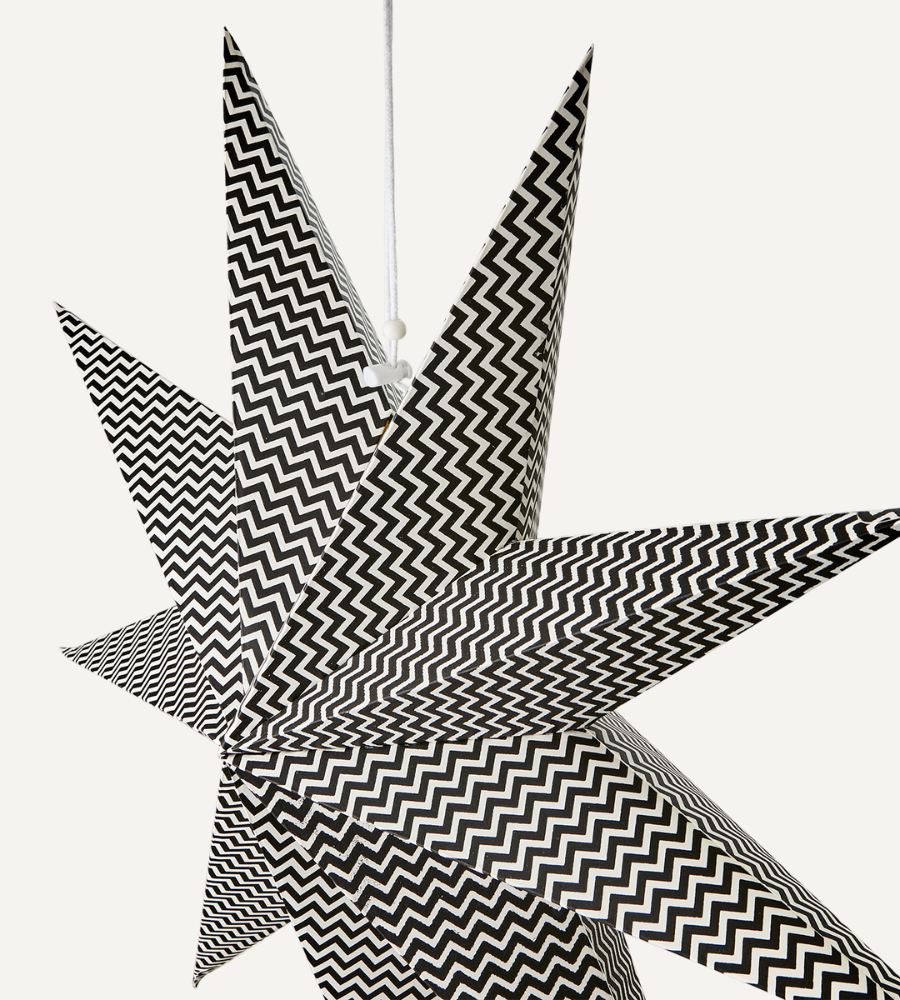 UNI Julstjärna L, Svart/vit Ø60 cm