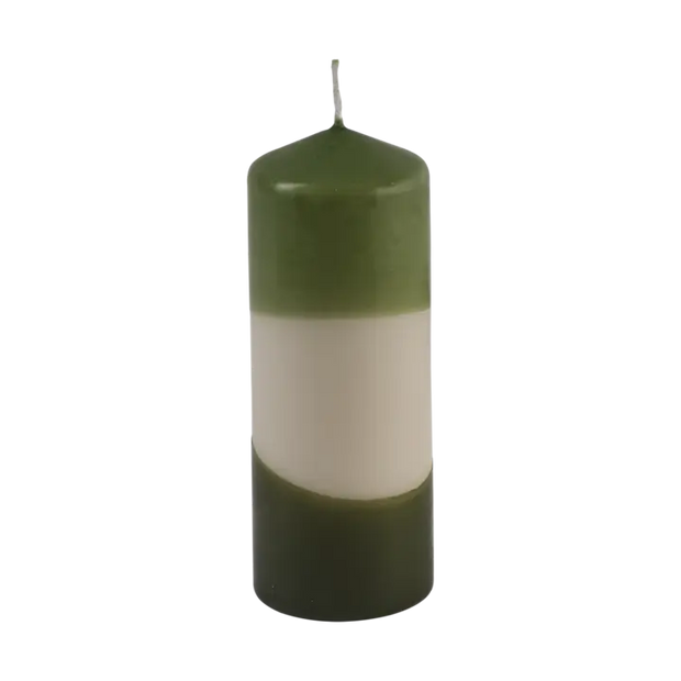 COLOURED PILLAR CANDLE Blockljus, Grön (2-pack)