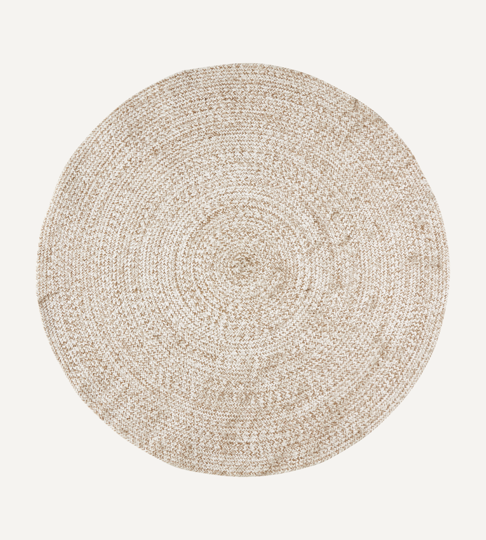 JUNI Rund matta L, Natur/vit Ø150