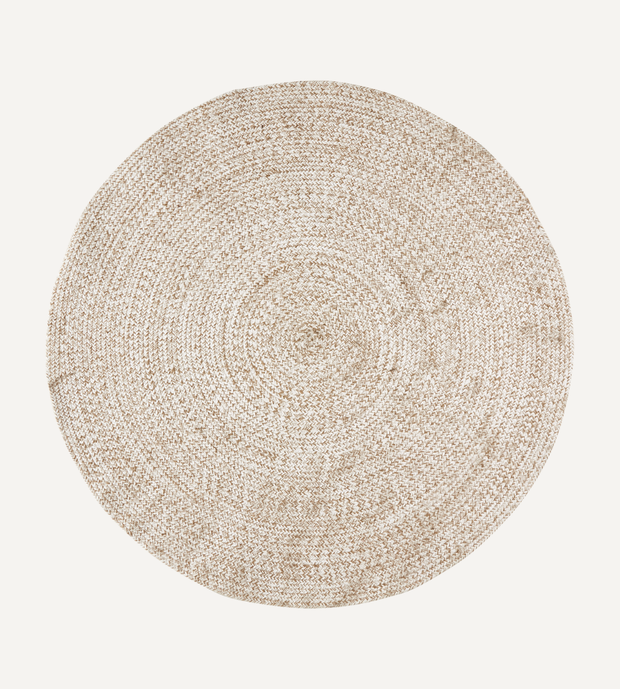JUNI Rund matta L, Natur/vit Ø150