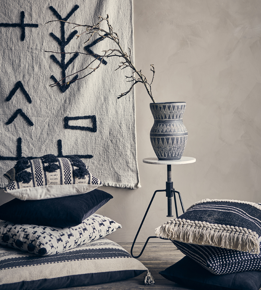 MINNA Kuddfodral, Svart/elfenben