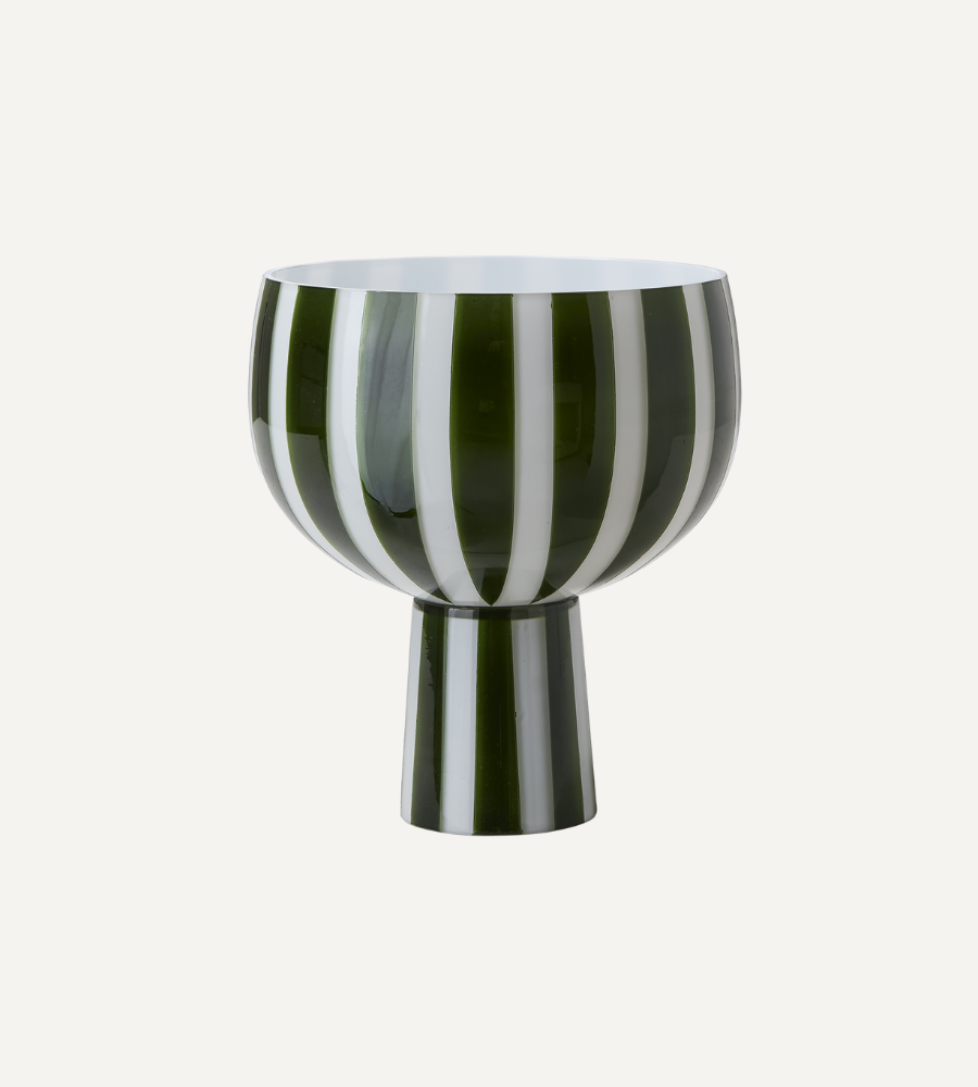 CIRCUS Skål på fot, Mörkgrön/vit