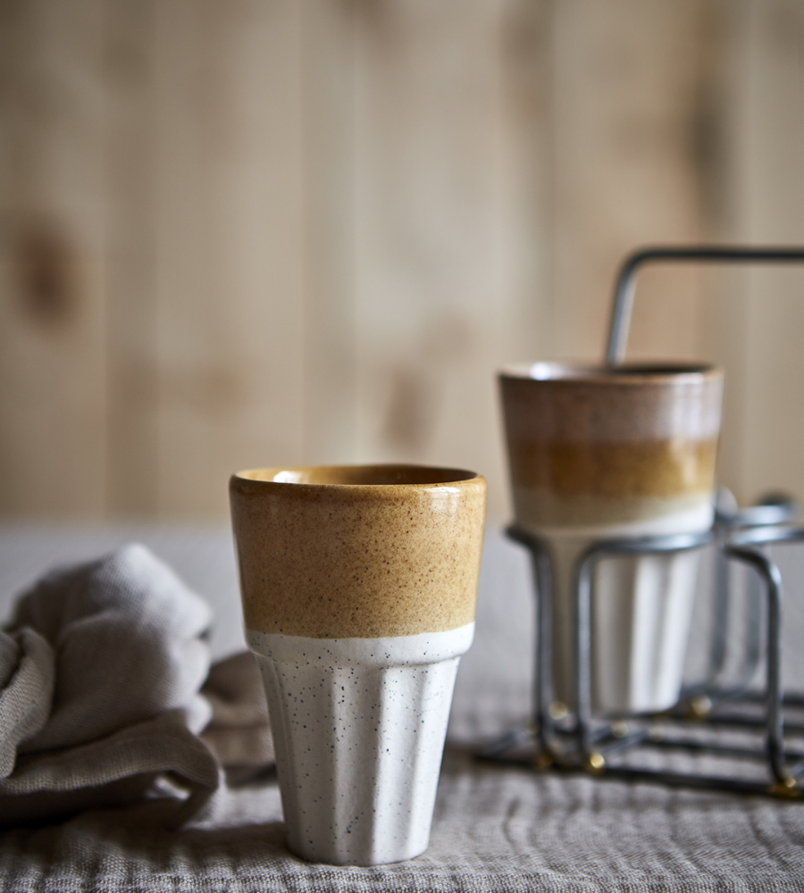 COSTA Kopp M, Elfenben/senapsgul Ø6xH9 cm - 12-PACK