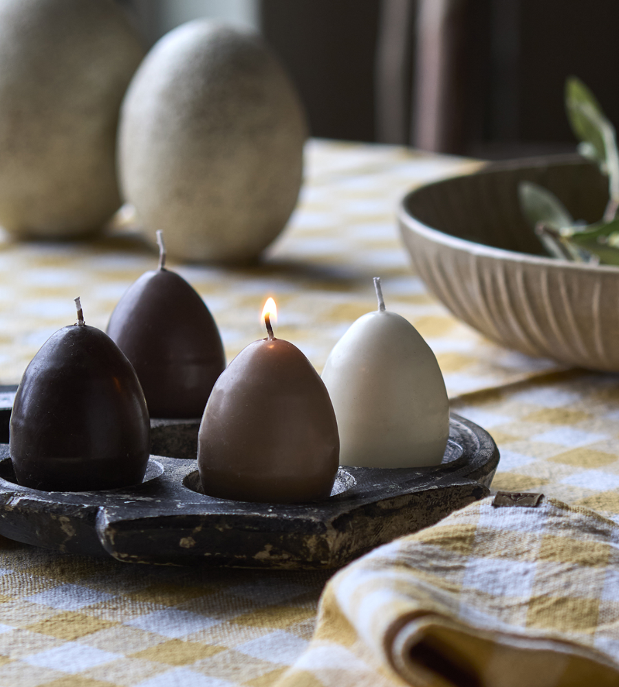 EGG CANDLES Hönsägg, 4-pack, Brun/beige/elfenben