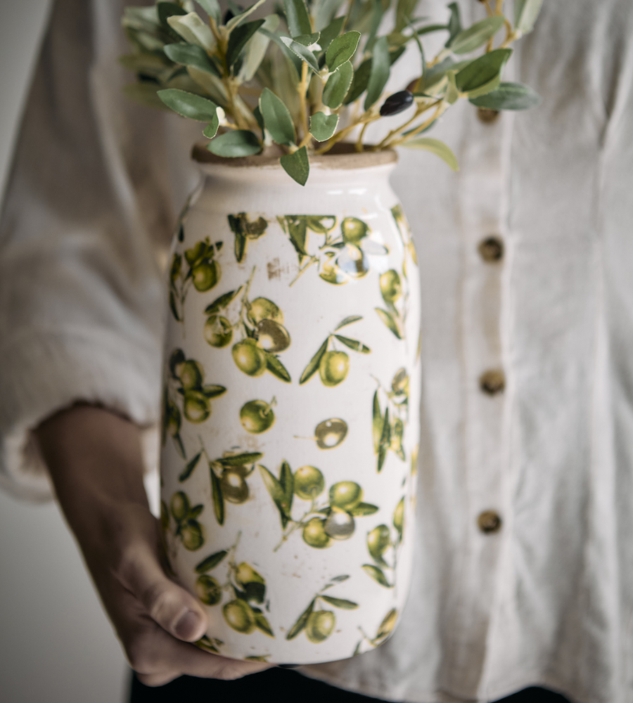 OLIVE Vas, Vit/grön
