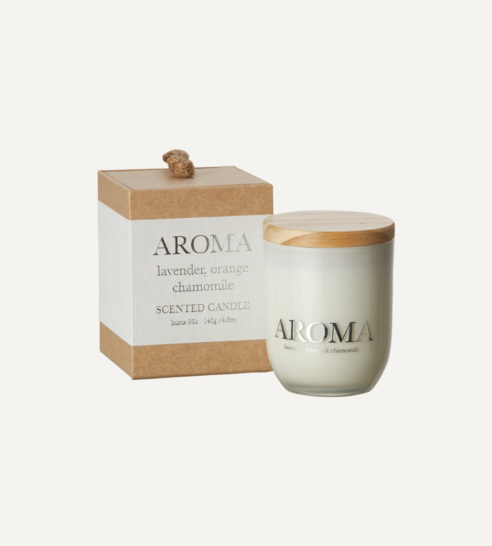 AROMA Doftljus S Lavender, orange & camomile, Brun/vit