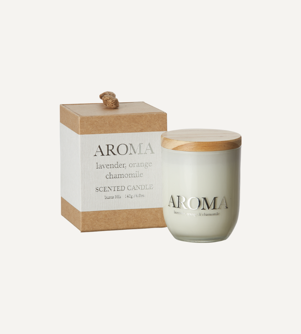 AROMA Doftljus S Lavender, orange & camomile, Brun/vit