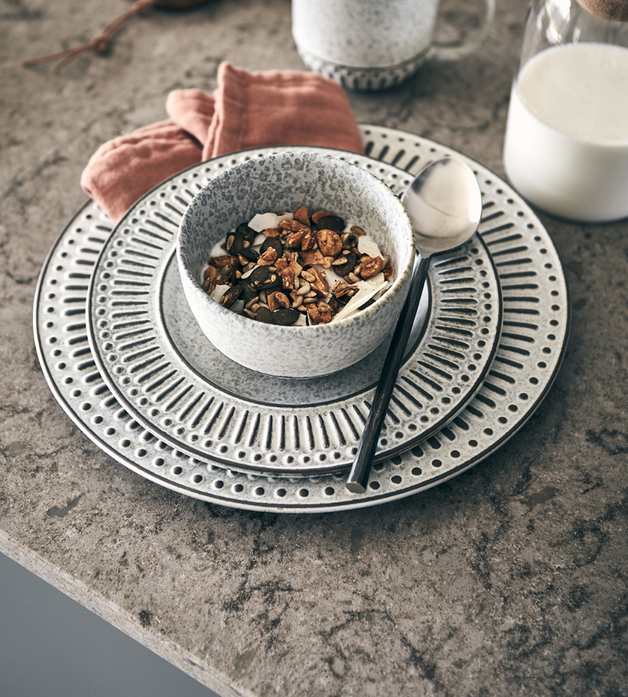 ANTONIA Tallrik Ø21, Grå/elfenben 6-PACK