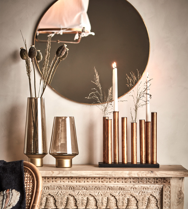 PIPER Ljusstake/vas, Kopparfärgad/svart