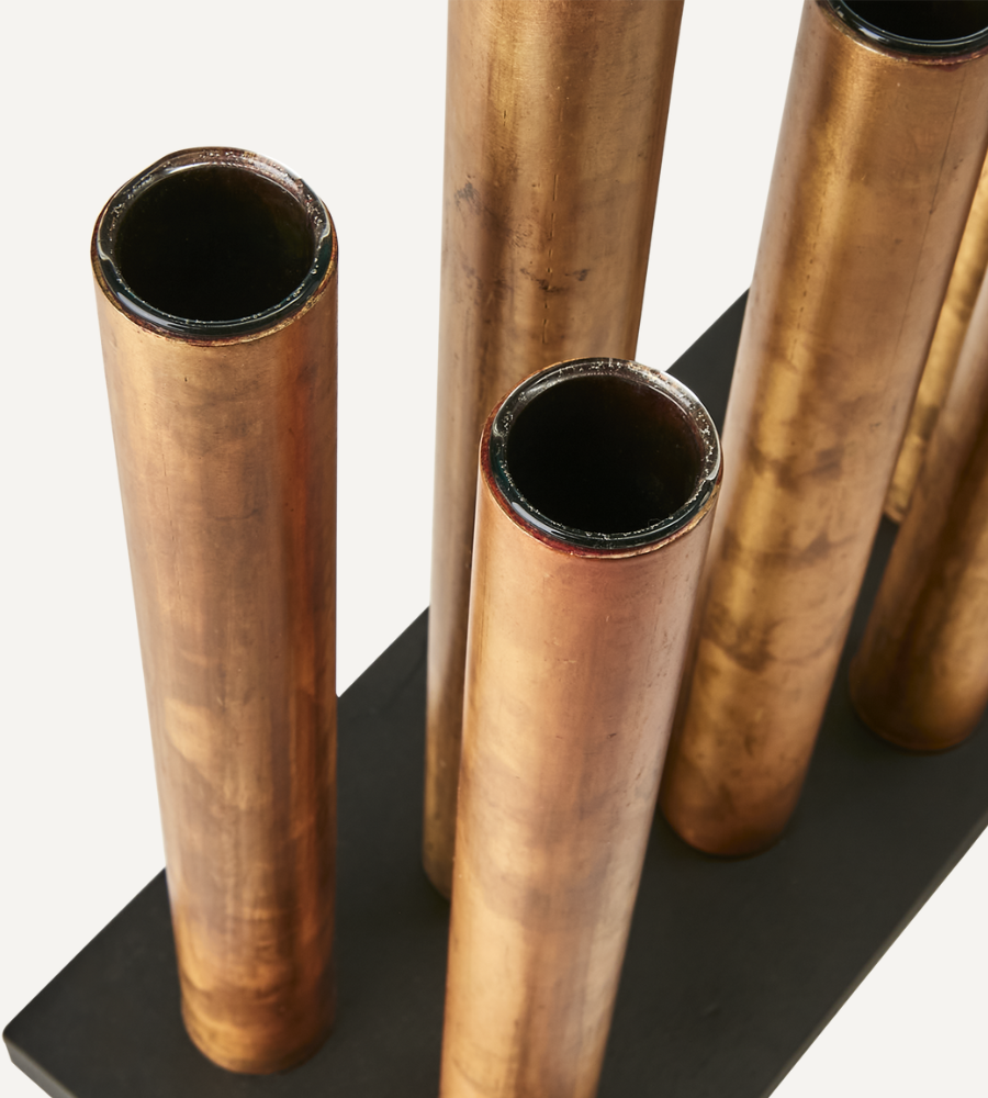 PIPER Ljusstake/vas, Kopparfärgad/svart