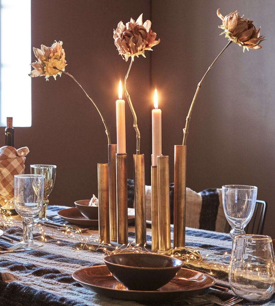 PIPER Ljusstake/vas, Kopparfärgad/svart