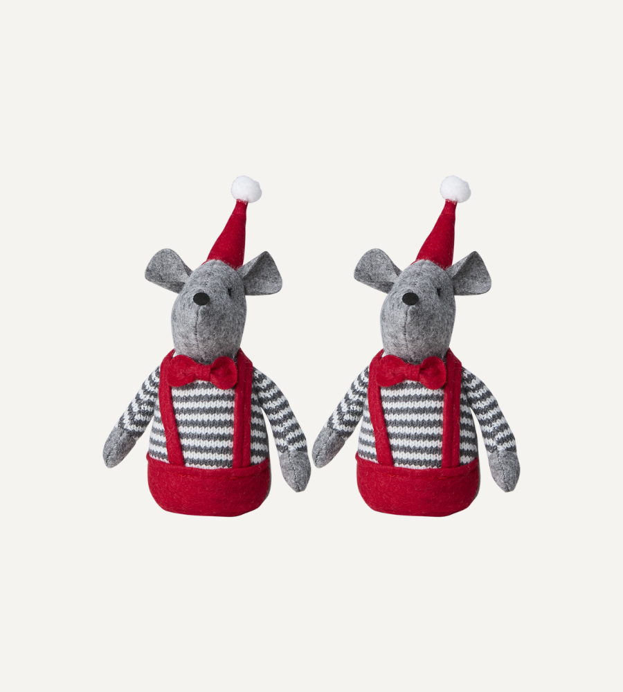 NISSE Julmus, Röd/grå 2-PACK