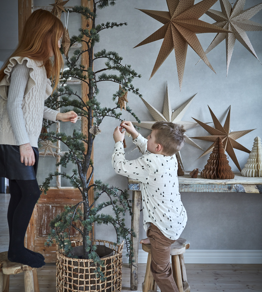 UNI Prydnadsgran XL, Brun/röd Ø24xH30 cm